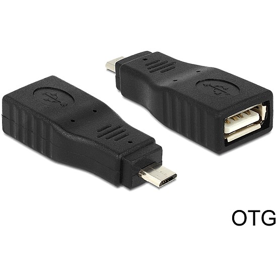 Delock adapter USB Micro B apa > USB 2.0 anya, OTG, teljesen fedett (65549)