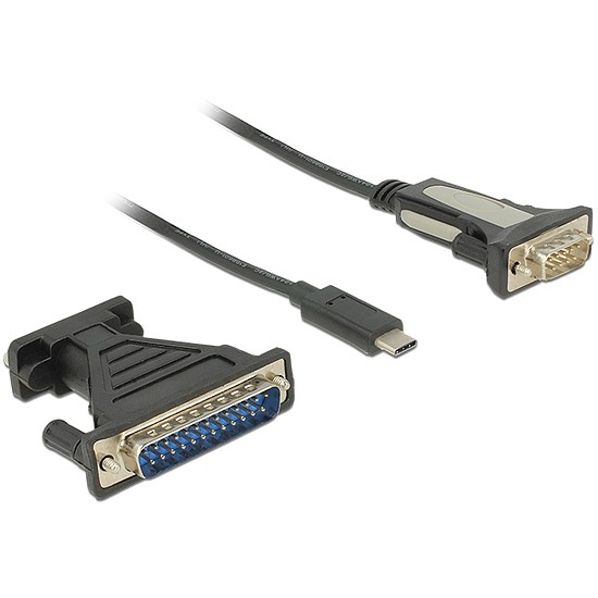 Delock Adapter, USB Type-C > 1 db soros DB9 RS-232 + DB25 adapter (62904)