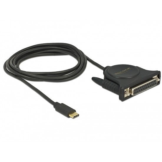 Delock Adapter USB Type-C 2.0 apa > 1 x párhuzamos DB25 anya csatlakozó (62980)