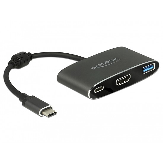 Delock Adapter USB Type-C apa > HDMI anya (DP Alt mód) 4K 30 Hz + USB A-típusú + USB Type-C PD (62991)
