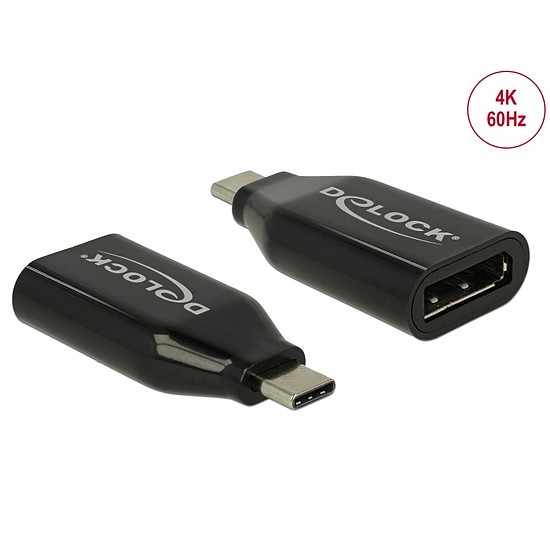 Delock Adapter USB Type-C csatlakozódugóval - DisplayPort csatlakozóhüvellyel (DP váltakozó mód) 4K 60 Hz (64151)