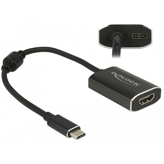 Delock Adapter USB Type-C csatlakozódugóval > HDMI csatlakozóhüvellyel (DP váltakozó mód) 4K 60 Hz (62988)