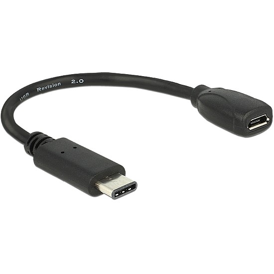 Delock Adapterkábel USB Type-C 2.0 dugó > USB 2.0 Micro-B típusú hüvely 15 cm fekete (65578)