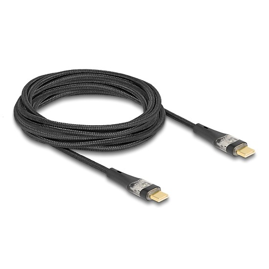 Delock Adat és gyors töltő kábel USB 2.0 USB Type-C apa-aoa átlátszó PD 3.0 100 W 3 m