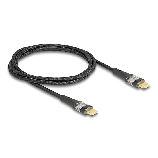 Delock Adat és gyors töltő kábel USB 2.0 USB Type-C apa-apa átlátszó PD 3.0 100 W 1 m