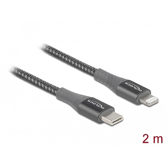Delock Adat- és töltőkábel USB Type-C - Lightning iPhone , iPad és iPod készülékhez szürke 2 m M (86632)