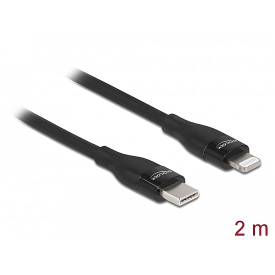Delock Adat- és töltőkábel USB Type-C - Lightning iPhone , iPad és iPod készülékhez fekete 2 m M (86638)