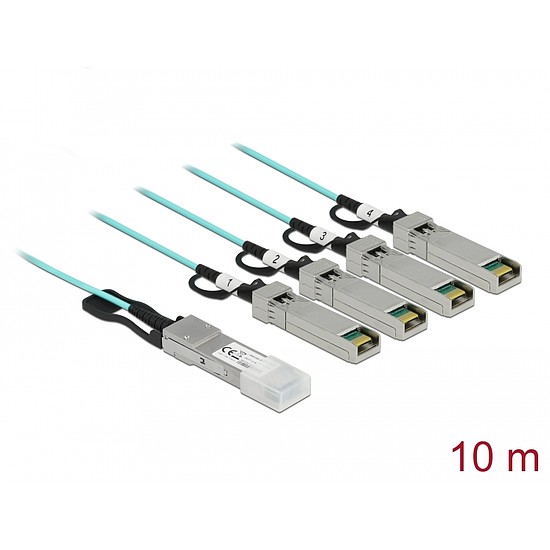 Delock Aktív optikai kábel QSFP+ > 4 x SFP+ 10 m (84073)