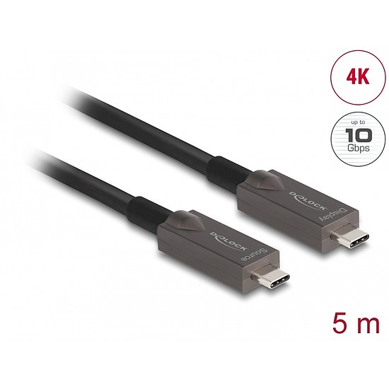 Delock aktív optikai USB-C videó + adat + PD kábel 5 m (84146)