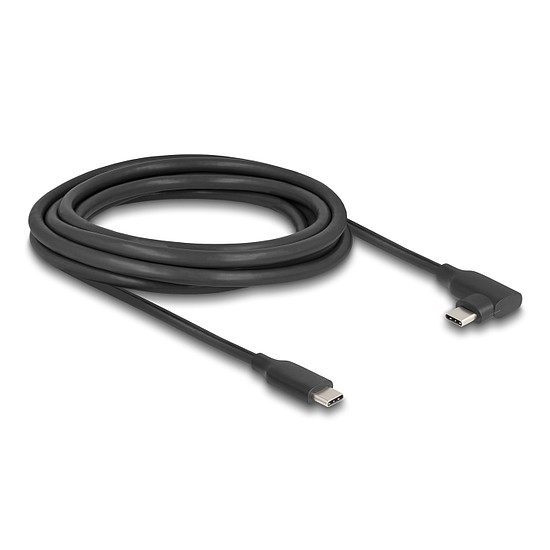 Delock Aktív USB 10 Gbps kábel USB Type-C apa- balra / jobbra hajlított apa 3 m 8K PD 60 W E-Markerrel