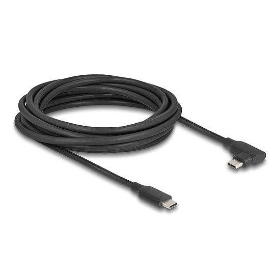 Delock Aktív USB 10 Gbps kábel USB Type-C apa- balra / jobbra hajlított apa 5 m 8K PD 60 W E-Markerrel
