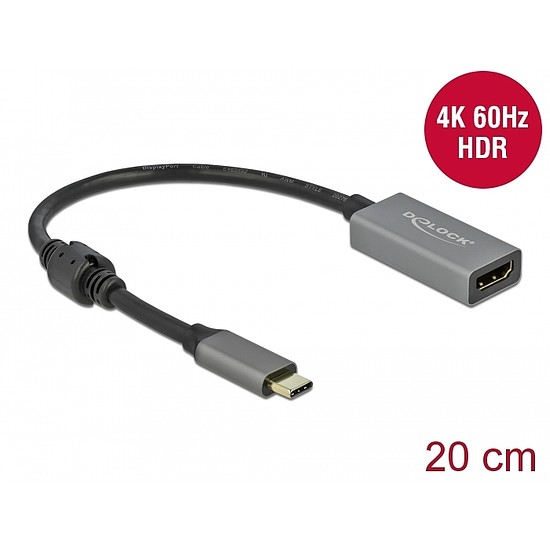 Delock Aktív USB Type-C - HDMI átalakító (DP Alt Mode) 4K 60 Hz (HDR) (66571)