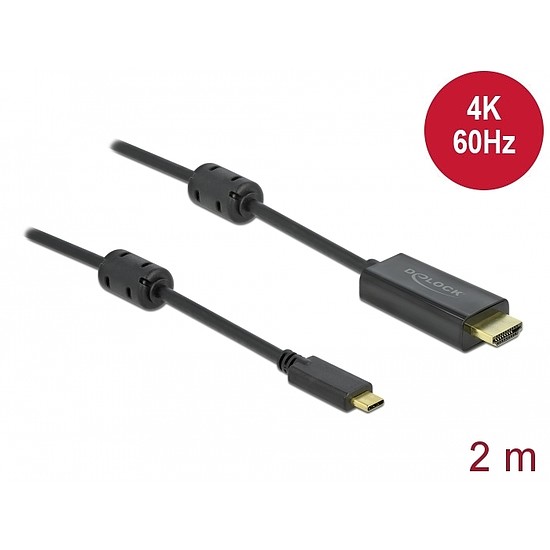 Delock Aktív USB Type-C - HDMI kábel (DP Alt Mode) 4K 60 Hz 2 méter hosszú (85970)