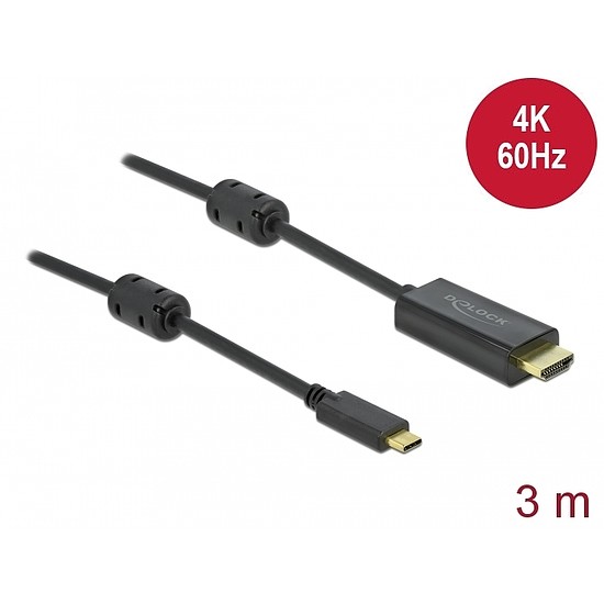 Delock Aktív USB Type-C - HDMI kábel (DP Alt Mode) 4K 60 Hz 3 méter hosszú (85971)
