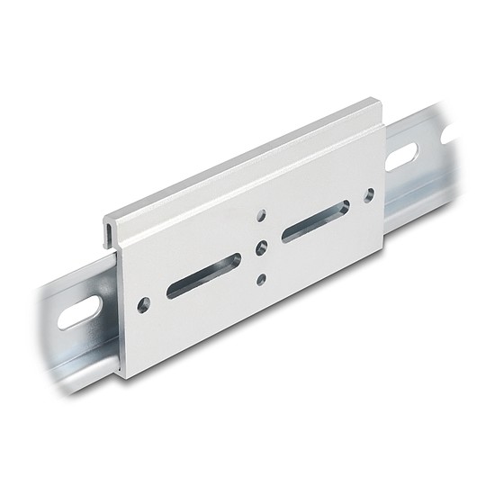 Delock Alumínium beépítő csipesz DIN sínhez 100,0 x 47,8 mm ezüst színű
