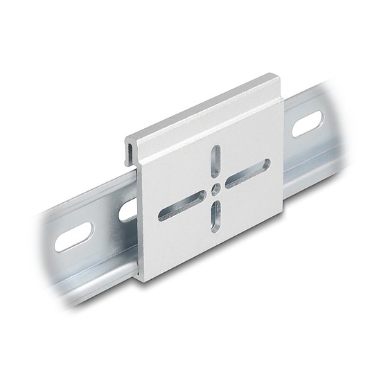 Delock Alumínium beépítő csipesz DIN sínhez 60,0 x 47,8 mm ezüst színű