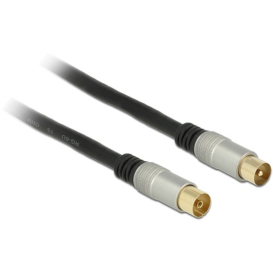 Delock Antenna Cable IEC Plug > IEC Jack RG-6/U Quad Shield 3 m Black Premium (88947)