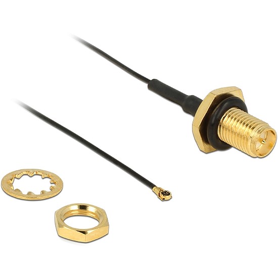 Delock Antenna Cable RP-SMA Jack Bulkhead > MHF IV / HSC MXHP32 compatible plug 200 mm winding lengt (12460)