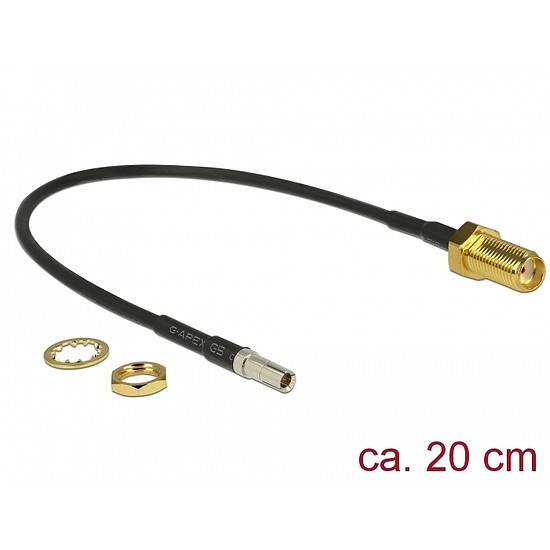 Delock Antenna Cable SMA jack bulkhead > TS-9 plug RG-174 20 cm black (89912)