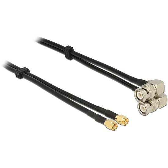 Delock Antenna Cable SMA plug > BNC plug 90 Twin Cable RG-58 A/U 10 m (12472)