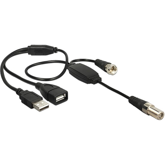 Delock Antenna kábel F Jack > F Plug, phantom táp 5 V USB-ről 22 cm (13006)