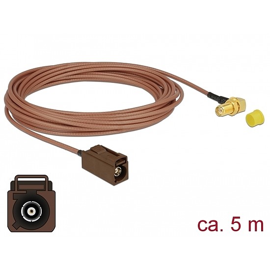 Delock Antenna kábel FAKRA F hüvely > SMA 90 anya válaszfali csatlakozóval RG-316 5 m (89683)