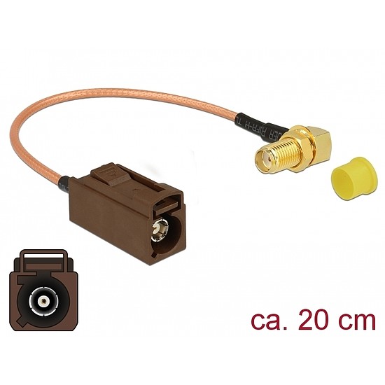 Delock Antenna kábel FAKRA F hüvely > SMA 90 anya válaszfali csatlakozóval RG-316 20 cm (89684)