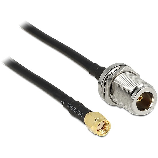 Delock Antenna kábel RP-SMA csatlakozó > N Jack Bulkhead, 1.5 m (88845)