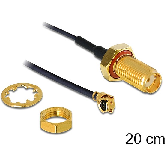 Delock antenna kábel SMA csatlakozó válaszfal> MHF /U.FL-LP-068 kompatibilis dugó 200 mm 1.13 menetv (88747)