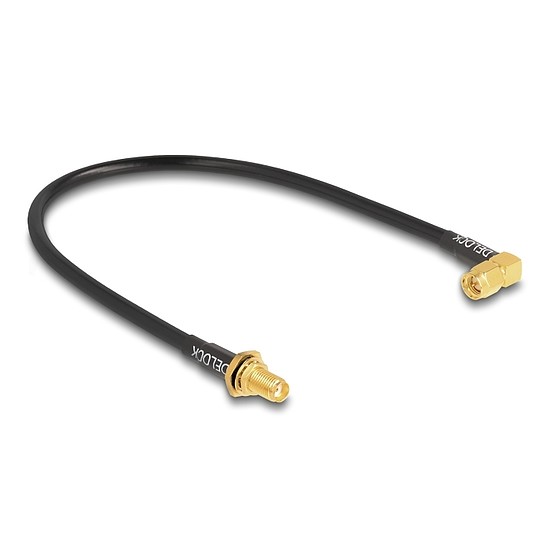 Delock Antennakábel fröccsenésbiztos SMA anya válaszfal SMA apához, 90 , RG-58, 30 cm