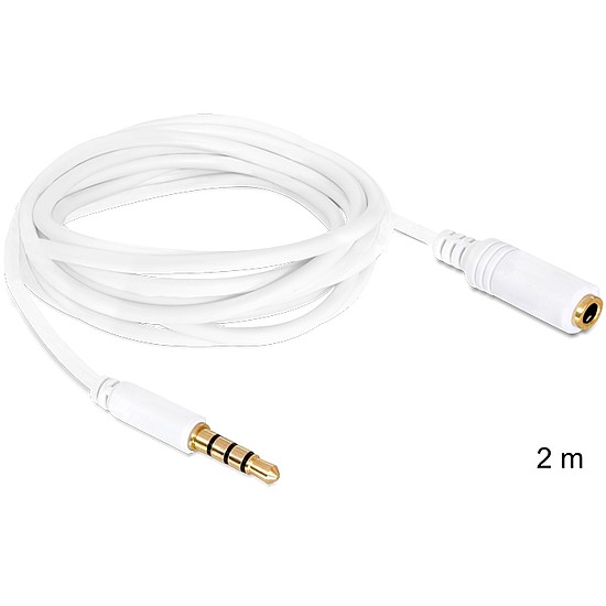 Delock audio sztereo Jack 3.5 mm apa / anya IPho 4 pin kábel, 2 m (84482)