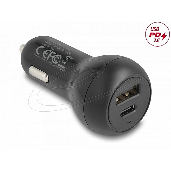 Delock autós töltő USB Type-C PD 3.0 és USB Type-A 32 W teljesítménnyel