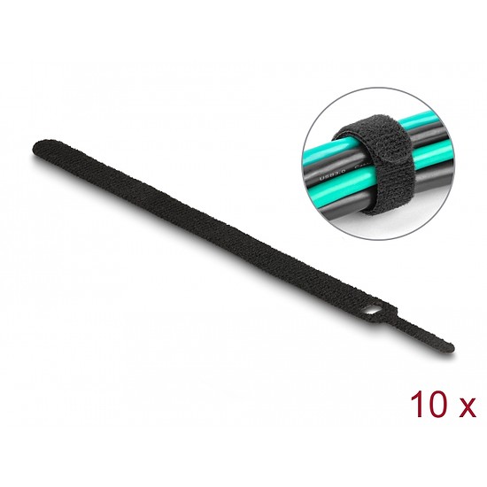 Delock Befűzős kábelkötegelő hossza 200 mm fekete 12 mm, 10 db. (19011)