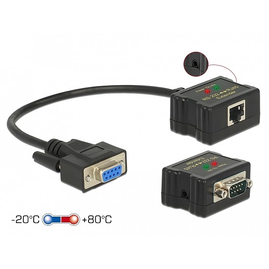 Delock Bovíto RS-232 DB9 anya RJ45 anya - RS-232 DB9 apa RJ45 anya ESD védelem 1200 m távolságban sz (63934)