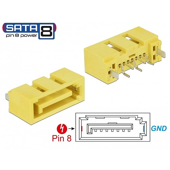 Delock Csatlakozó SATA 6 Gb/s apa 8 tűs táp (89886)