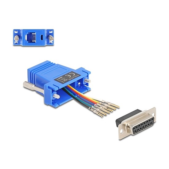 Delock D-Sub 15-tűs anya RJ12 anya összekötő adapter kék