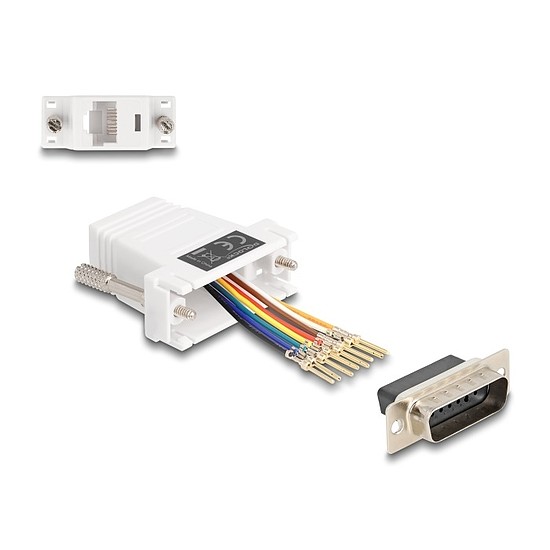 Delock D-Sub 15-tűs dugó RJ45 anya összekötő adapter fehér