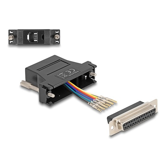 Delock D-Sub 25-tűs anya RJ12 anya összekötő adapter fekete