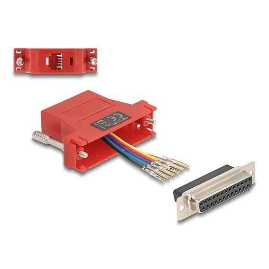 Delock D-Sub 25-tűs anya RJ12 anya összekötő adapter piros