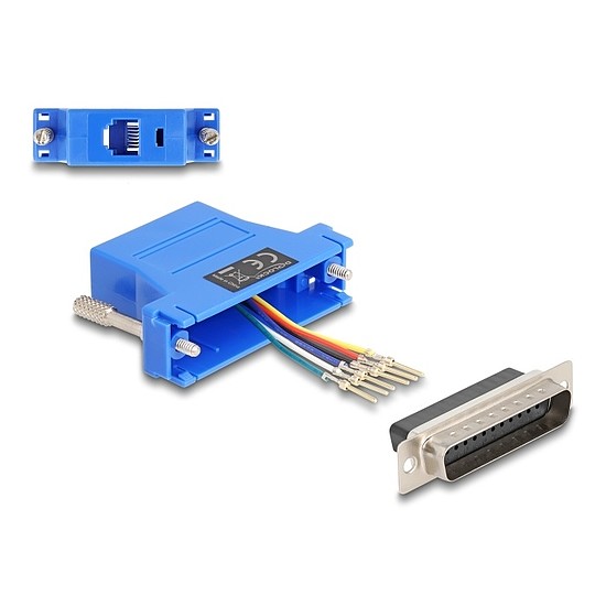 Delock D-Sub 25-tűs dugó RJ12 anya összekötő adapter kék