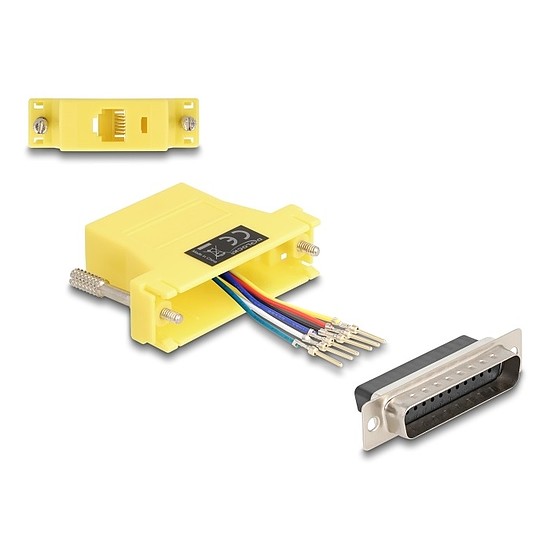 Delock D-Sub 25-tűs dugó RJ12 anya összekötő adapter sárga
