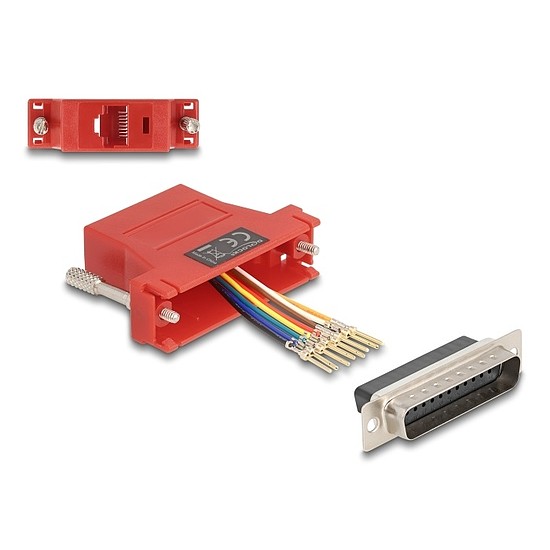 Delock D-Sub 25-tűs dugó RJ45 anya összekötő adapter piros