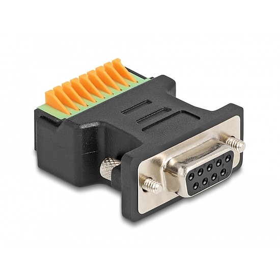 Delock D-Sub 9 anya - Terminal block adapter nyomógombbal