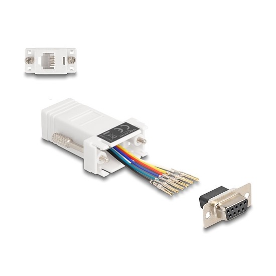 Delock D-Sub 9-tűs anya RJ12 anya összekötő adapter fehér