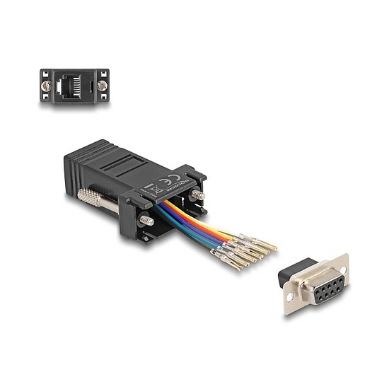 Delock D-Sub 9-tűs anya RJ12 anya összekötő adapter fekete