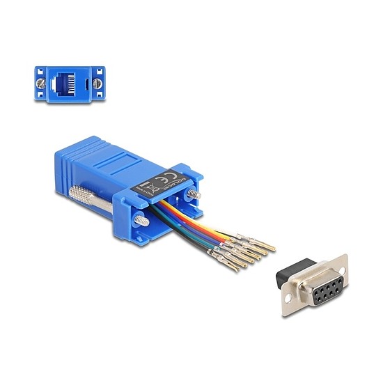 Delock D-Sub 9-tűs anya RJ12 anya összekötő adapter kék