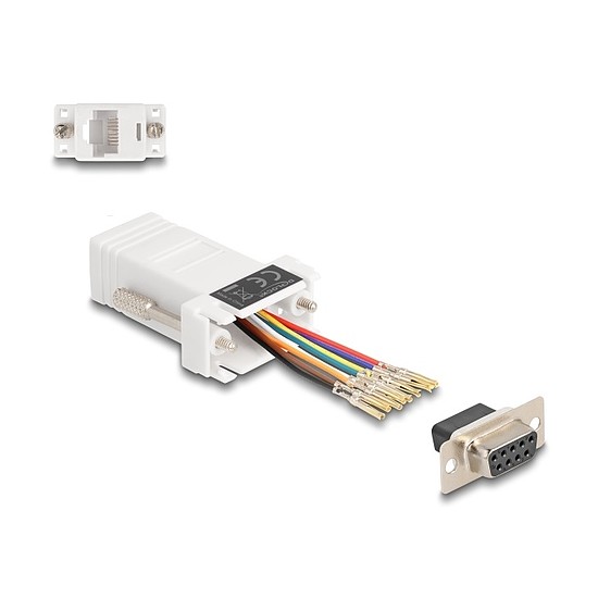 Delock D-Sub 9-tűs anya RJ45 anya összekötő adapter fehér