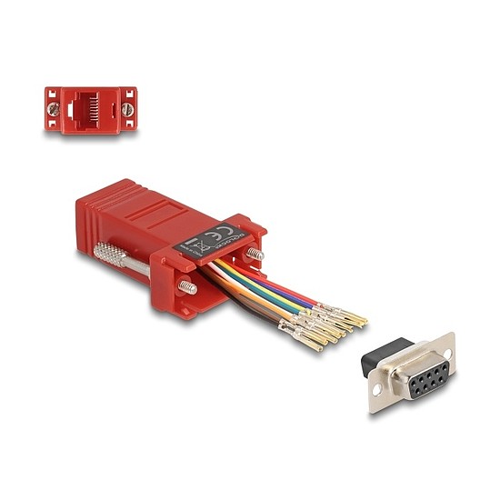 Delock D-Sub 9-tűs anya RJ45 anya összekötő adapter piros