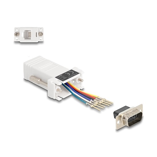 Delock D-Sub 9-tűs dugó RJ12 anya összekötő adapter fehér
