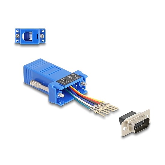 Delock D-Sub 9-tűs dugó RJ12 anya összekötő adapter kék